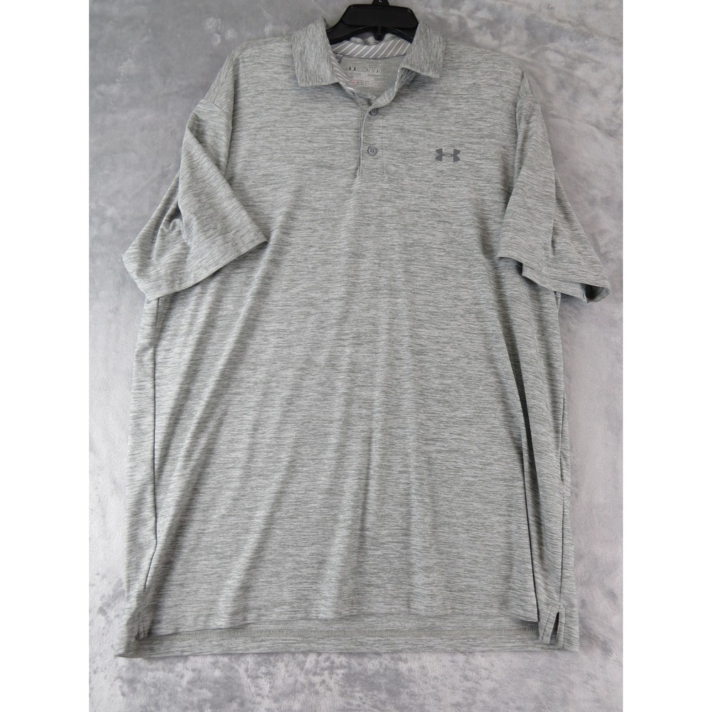 Under Armour Men's HeatGear Golf Polo Shirt XL Gray‎ Heather Loose Fit